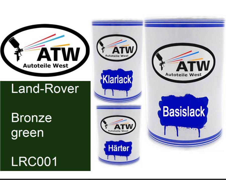 Land-Rover, Bronze green, LRC001: 500ml Lackdose + 500ml Klarlack + 250ml Härter - Set, von ATW Autoteile West.